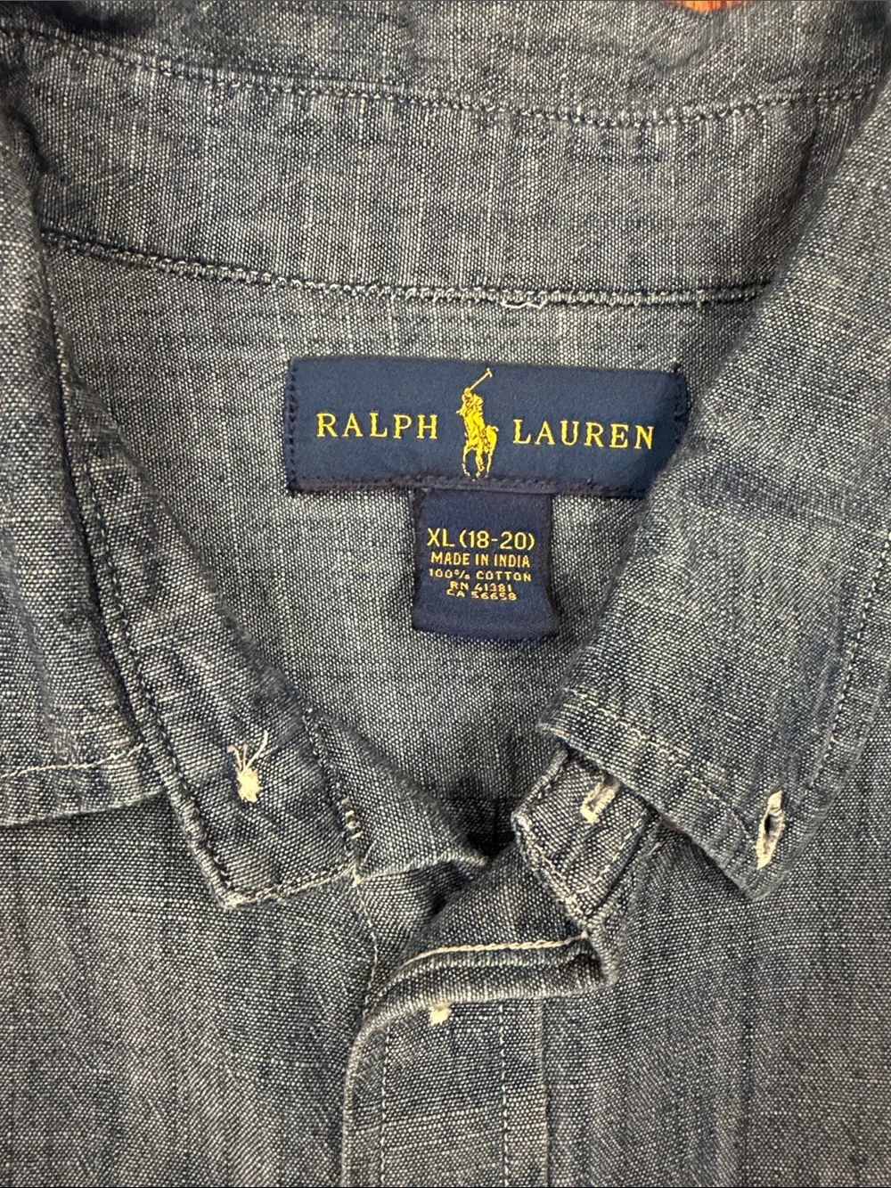 Ralph Lauren Boys Denim-Style Blue Button-Down Shirt